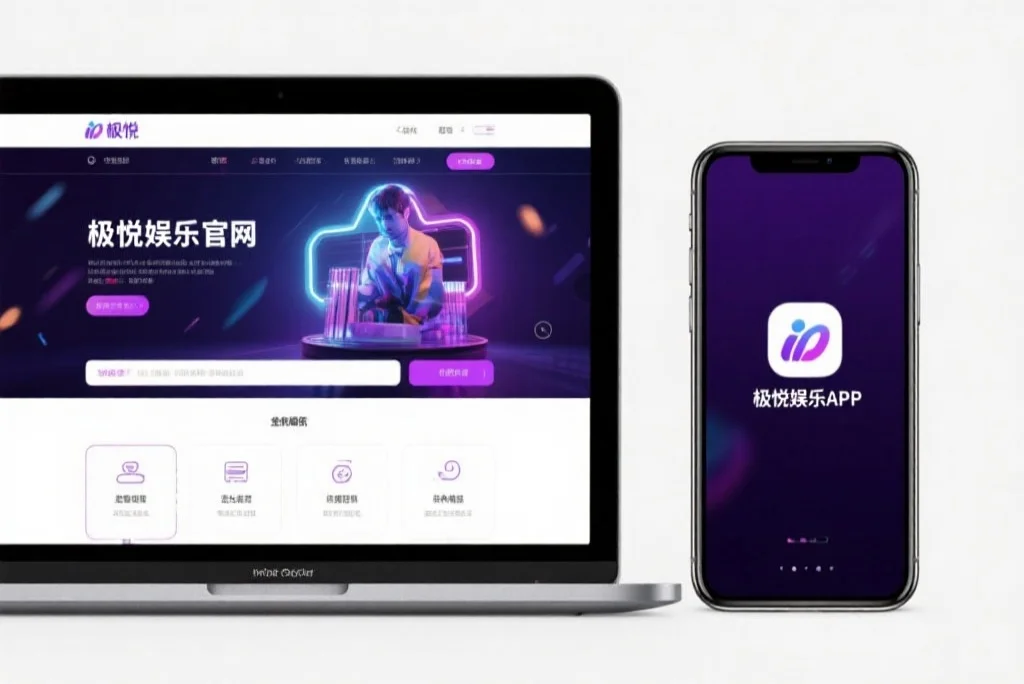 一台笔记本电脑屏幕上显示着安信14娱乐官网的界面，旁边是一部手机显示着安信14娱乐APP，两者并列对比